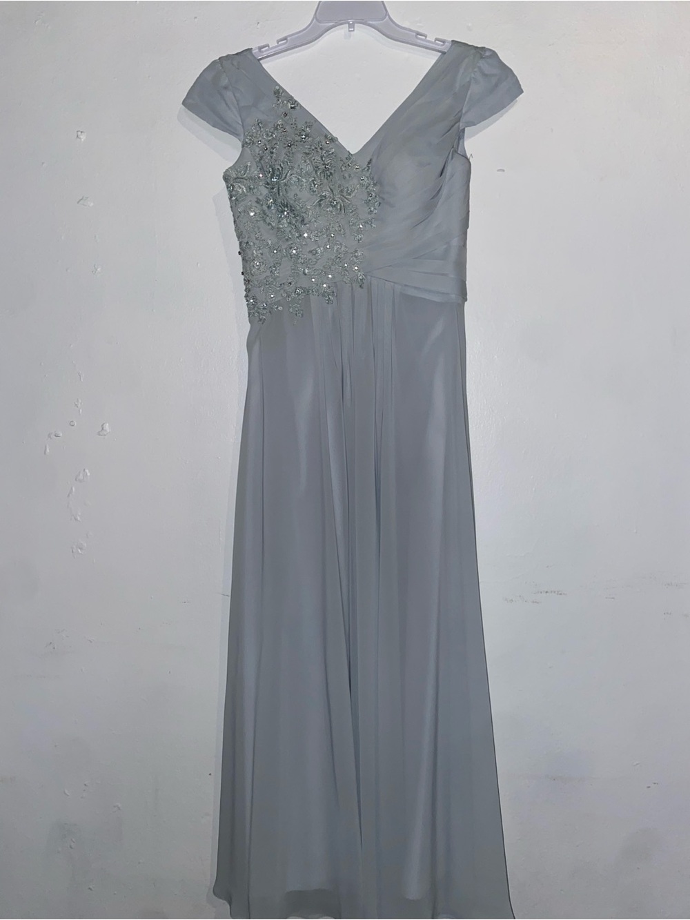 JJsHouse Formal Bridesmaid Prom Regencycore Light Blue Beaded Chiffon Maxi Dress